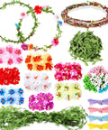 DIY Flower Crown Making Kit With 168 Pieces for creating floral wreath headbands and bracelets, includes rattan strips and flowers