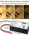 12V Dimmable LED Driver 60W Triac ELV MLV Transformer for LED Strips and Modules Smooth Flicker Free Dimming with Lutron and Leviton Switches Plug And Play Power Supply for Modern Accent Lighting, 7.2cm unit