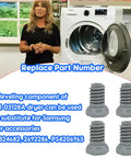 4 Pack Dryer Leveling Leg Feet Replacement For Front Load Dryers DV2 DV3 DV4 DV5 DVE Replace DC61-03128A shown with open dryer