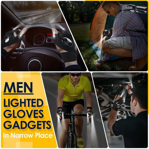 LED Flashlight Gloves Hands Free Work Light For Men And Dads Stocking Stuffers DIY Camping Auto Maintenance
