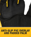 Heavy Duty Mechanic Work Gloves With Impact Protection And Anti Slip Grip For Maximum Control High Dexterity Built Tough For Automotive Jobsite Use By Men Large Size, black padded palm with yellow trim