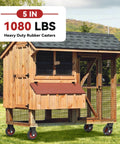Chicken coop with 5 Inch Heavy Duty Rubber Casters Set Of 4 With 2 Brakes And 2 Rigid Wheels Industrial Grade Solid Rubber Tread.