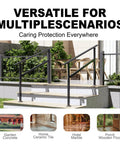 Built Like A Tank Black Galvanized Steel Handrails for Outdoor Steps and Porch Safety on concrete and marble stairs.
