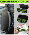 Heavy Duty Laser Safety Glasses Delivering Straight Up OD7 Plus Kick Against 800 To 1100 Nm Rays Shop Ready Welder Eyewear in a portable case.