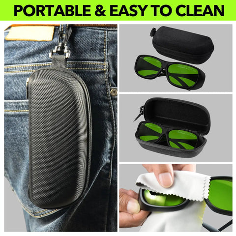 Heavy Duty Laser Safety Glasses Delivering Straight Up OD7 Plus Kick Against 800 To 1100 Nm Rays Shop Ready Welder Eyewear in a portable case.