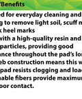 Text detailing features of Red 12 Inch Floor Buffer Pad For Spray Buffing And Light Scrubbing Gives You A Clean That Feels Fresh