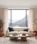 Extra Long No Drill Tension Curtain Rod Extends From 40 To 166 Inches Heavy Duty Adjustable Rod in living room setting
