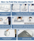 Instructions for folding Instant Pop Up Mosquito Tent For Bed And Bunk Bed Sleeping Pad Fully Enclosed Foldable Bug Net