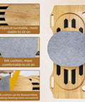 Sliding Transfer Board For Easy Wheelchair Transfers 31.5 by 12.6 inch wooden board with turntable and steel track close-up