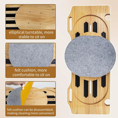 Sliding Transfer Board For Easy Wheelchair Transfers 31.5 by 12.6 inch wooden board with turntable and steel track close-up