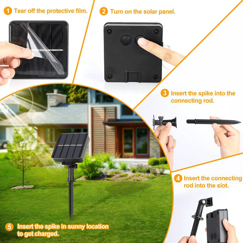 Step-by-step setup of solar panel for Mega Long Solar Fairy String Lights 288 Feet 800 LED Waterproof Outdoor Twinkle Lights With 8 Modes
