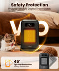 Indoor Space Heater With Remote Control 1500W Desk Heater for office and home with digital display on a living room floor