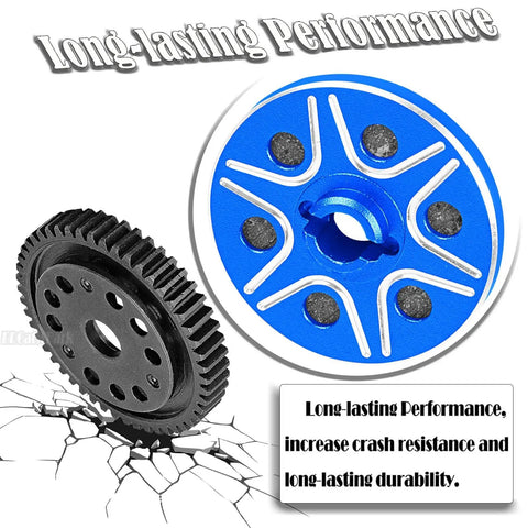50T 0.8Mod RC Spur Gear Set With Extra Heavy Slip Clutch Upgrade, blue steel metal, durability illustration