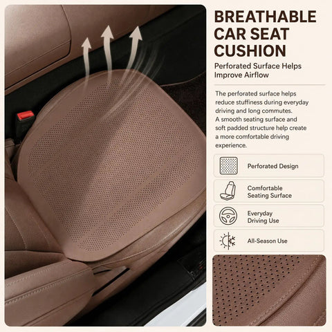 Breathable Car Seat Cushion Pad With Non Slip PU Surface For Mini Cooper SE Convertible And SUVs. Perforated design for improved airflow.