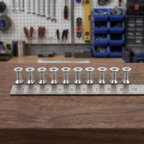 Flat Head Hex Socket Screws Full Thread M8x60mm Stainless Steel 10 Pack For Pro Furniture And Cabinet Assembly on ruler