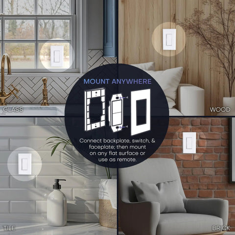 Battery-Free DIY Wireless Light Switch Kit With 150Ft RF Range Self-Powered By Kinetic Energy Remote Controls 1 Receiver