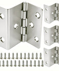 Eight Piece Old School Retro 270 Degree Three Fold Heavy Duty Iron Half Surface Mount Cabinet Hinges with screws, silver