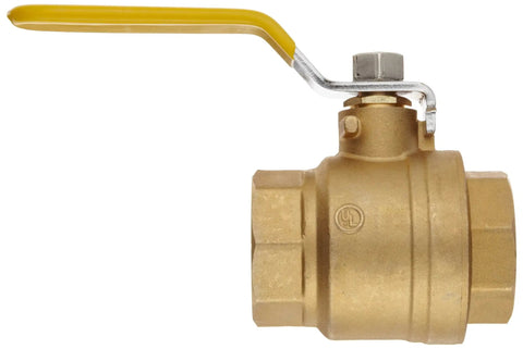 Brass Ball Valve 3 In NPT Female Inline Two Piece With Lever Full Port High Flow Rugged Heavy Duty Industrial Valve 600 PSI