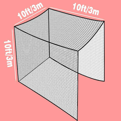 Golf Batting Cage Netting 10x10x10 Ft Practice Net For Backyard Indoor Outdoor With Tie Ropes Fray Resistant Knotless Design