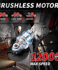 Cordless Beast Four And A Half Inch Angle Grinder With Brushless Motor, 12000 RPM, metalworker using tool on metal structure