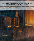 Truck in rain with 10 Pack Amber LED Side Marker Lights With Clear Lenses 2 Wire Plug 12V DC Waterproof Fender Lamps