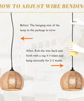 How to adjust wire bending for Boho Woven Pendant Light Dome Chandelier, Rustic Farmhouse Hemp Rope Rattan Ceiling Fixture