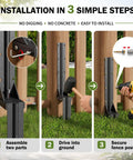 Installation steps of 2 Pcs Heavy Duty Fence Post Repair Kit Rustproof Steel Ground Anchors for easy fence restoration.