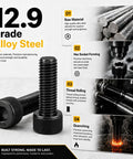 Heavy Duty M3 Hardware Stack Includes 600 Fully Threaded Hex Socket Head Caps Nuts And Washers sized 25 to 50 mm in black oxide finish.