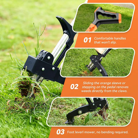 Stand Up Weed Puller With Long Handle And 3 Claw Steel Head For No Bending Kneeling Free Weeding In Lawns And Gardens Detachable Heavy Duty Tool That Makes Weeding A Breeze And Easily Removes Weeds used on grass