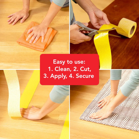 Steps to apply Double Sided Non Slip Carpet Tape For Area Rugs And Runners That Delivers A Residue Free Long Lasting Bond And Easy Reuse