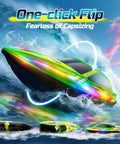 Totally Fun 2.4GHz RC Boat For Kids And Adults showcasing self-righting design in a vibrant LED light show with rough water
