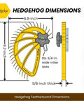 The Hedgehog Featherboard for table saws; yellow body with gray knob, 9.2in tall, 6.8in wide, 5/8in thick