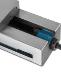 Close-up of Rugged 4 Inch Nodular Cast Iron Bench Vise With Knockout Super Lock Grip showcasing the jaw mechanism and robust design.