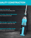 Ratcheting Screwdriver Set For Quick Fixes, 12-In-One Standard And Stubby Duo With Quick-Load Bits, features and design highlights