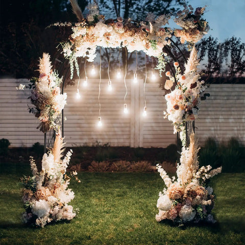 Garden Arch For Weddings And Parties, Sturdy Steel Trellis Arch With Lattice Sides, Multipurpose Outdoor Pergola, Decorated with Flowers