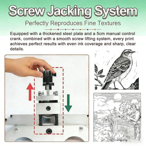 Hand adjusting Must Have Engraving Print Making Machine With Manual Press For Slick Printmaking featuring screw jacking system.