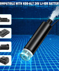 Cordless Water Transfer Pump For 24V Battery Pack, 635 Gph High Output Submersible Sump Pump in water with battery compatibility.
