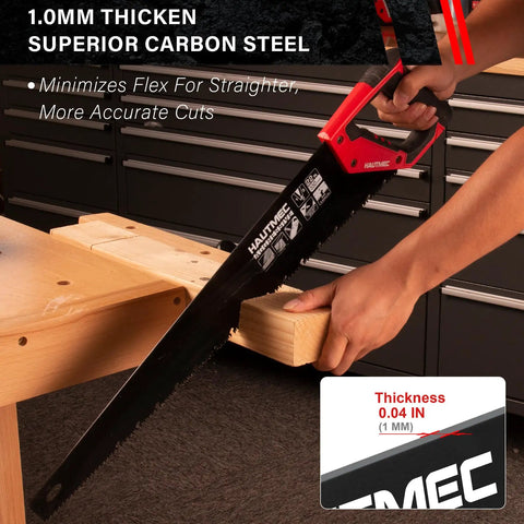 Aggressive 22 Inch Hand Saw With Chip Removal Design For Clean Cuts Heavy Duty Wood Saw With 9 TPI Triple Ground Teeth Rust Proof Low Friction Blade And Labor Saving Ergonomic Handle For Quick Effortless Cutting