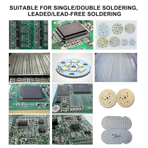 Various PCBs showcasing soldering results with 3300W Automatic Reflow Soldering Machine With LCD Screen And Hot Air Circulation SMT Oven.