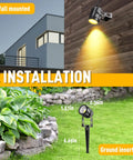 Low Voltage Outdoor LED Landscape Spotlights Set 12V Plug In IP65 Waterproof showing wall mounted and ground inserted options