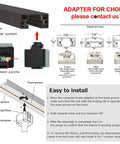 Installation guide for Circular Dimmable Pendant Light For Track Systems showing H Type adapter and track setup.