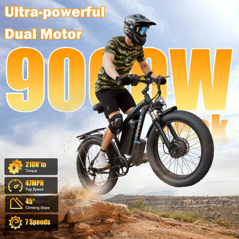 Rider on Beast 9000W Peak Dual Motor Ebike For Adults With 24 Inch Fat Tires Blue Finish Insane Torque Off Road Ready