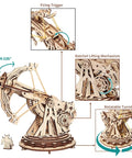 Hands On 3D Wooden Ballista Launcher Kit For Adults DIY Puzzle Model Toy And STEM Project That Feels Like Real Mechanical Fun Built For Solo Or Team Play Mindful Crafting And Endless Replay Value, 360° base