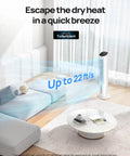 Living room with Evaporative Swamp Cooler Tower Fan Beast Mode Cooling, 40 Inch Standing Bladeless Cooler by window