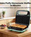 Keinve 3 In 1 Sandwich Maker Waffle Press And Panini Grill With Non Stick Plates Cool Touch Handle Compact Kitchen Tool with waffles