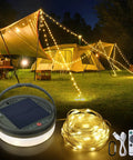 4 In 1 Solar Camping String Lights With Remote Control And Extra Long 72.2 Ft LED String 220 LEDs USB Rechargeable Solar Powered