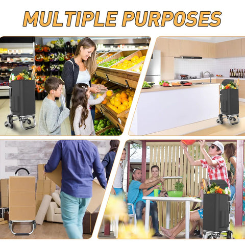Heavy Duty 3 In 1 Shopping Cart Foldable Hand Truck With 6 Wheels in various everyday uses
