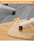 Clear Chair Mat For Hardwood Floors 46 By 60 Inches Desk Floor Protector Heavy Duty Non Slip Mat For Rolling And Gaming Chairs Durable Computer Mat For Home Office, showing mat protecting hardwood floor from chair wheels.
