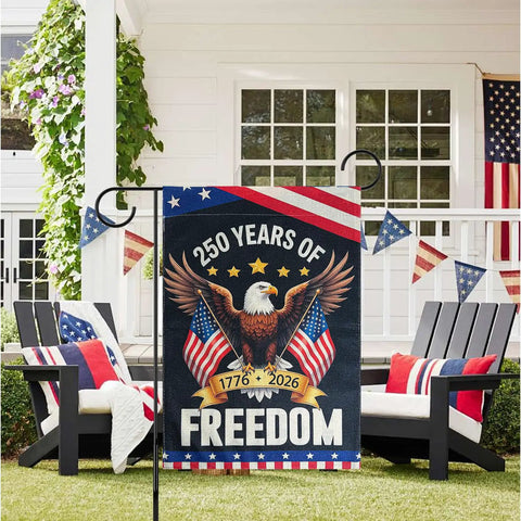 Go-To Double Sided 12x18 Inch Patriotic Eagle Garden Flag For Yard Porch And Patio, 250th Anniversary USA Celebration Flag, Freedom design