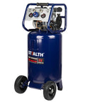 Heavy Duty 20 Gallon Ultra Quiet Air Compressor 1.8 HP Oil Free Pump Peak 150 PSI 5.5 CFM At 40 PSI close-up view with controls.